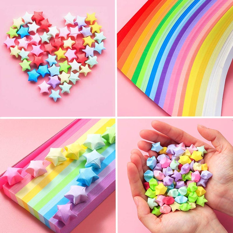 Mluchee 2340 Sheets Folding Stars Paper Strips Double Sided Lucky Colorful Stars 25 Colors Decoration Folding Paper for Thanksgiving Christmas Gifts Crafting Supplies, School Teaching, DIY Projects - Image 5